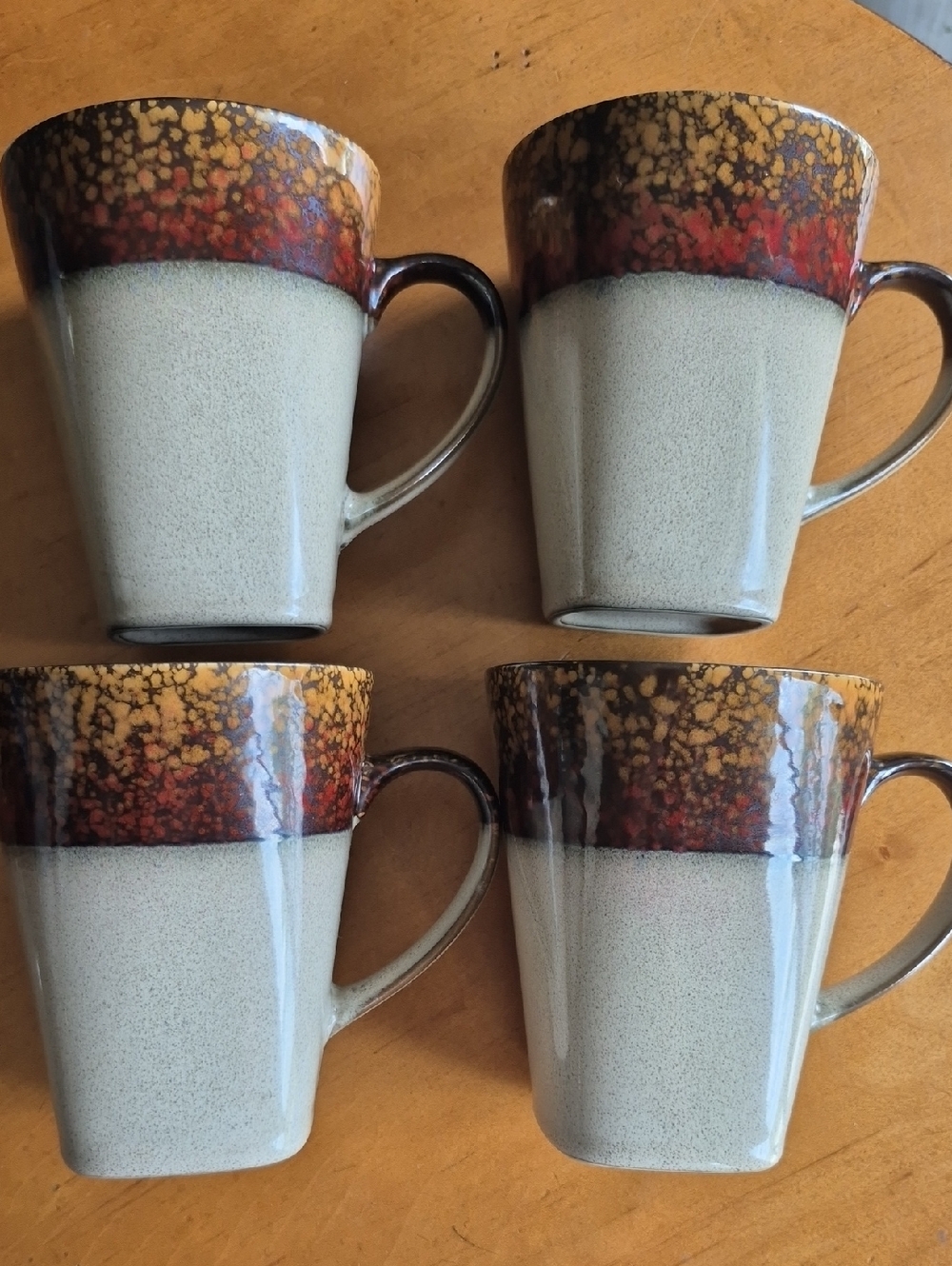 Mastercuisine M6T2 Speckled Coffee Mugs.Cream with Rust & Gold Accent (Set of 4)